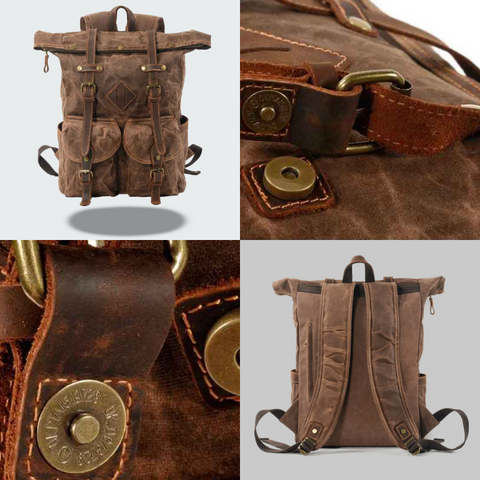 Atlas - Leather Roll Top Backpack Specifications: