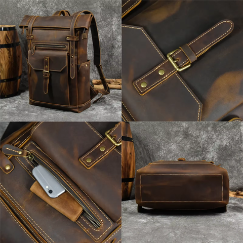 Everest - Functional Leather Backpack Specifications: