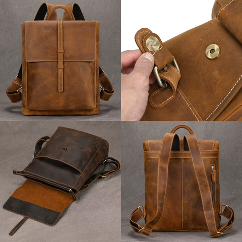 Nero - Flap Leather Backpack Specifications:
