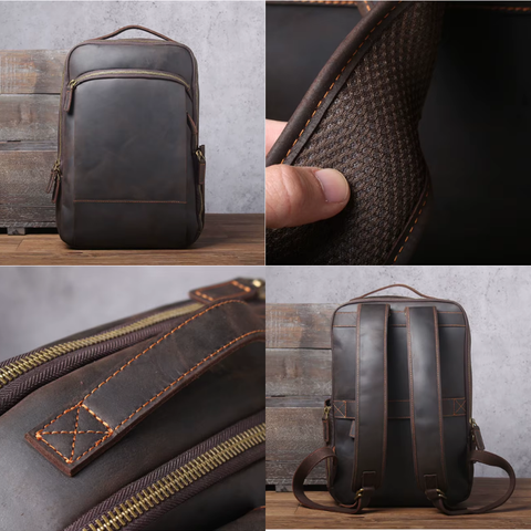 Compact Leather Laptop Backpack Specifications: