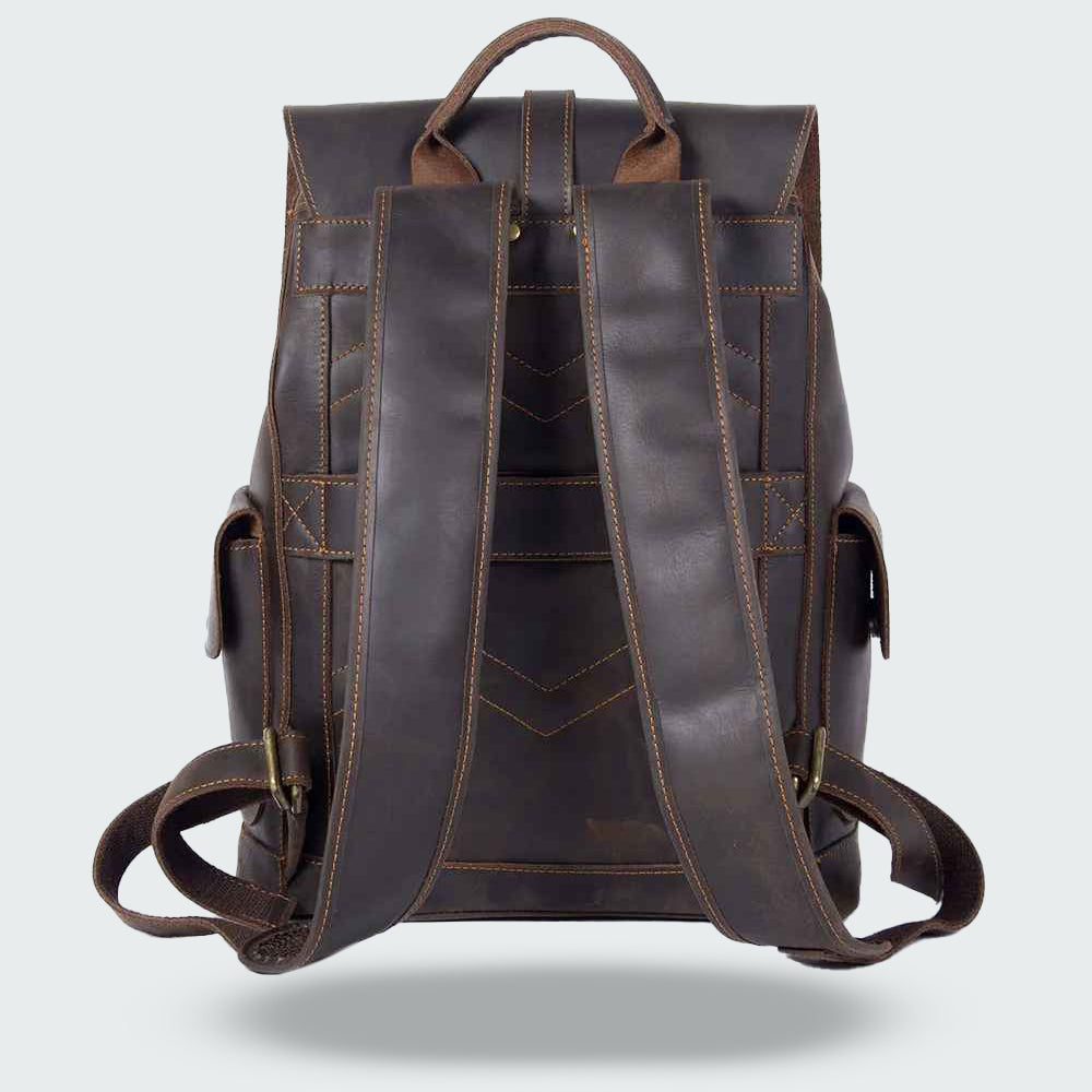 Carter - Buckle Strap Leather Backpack