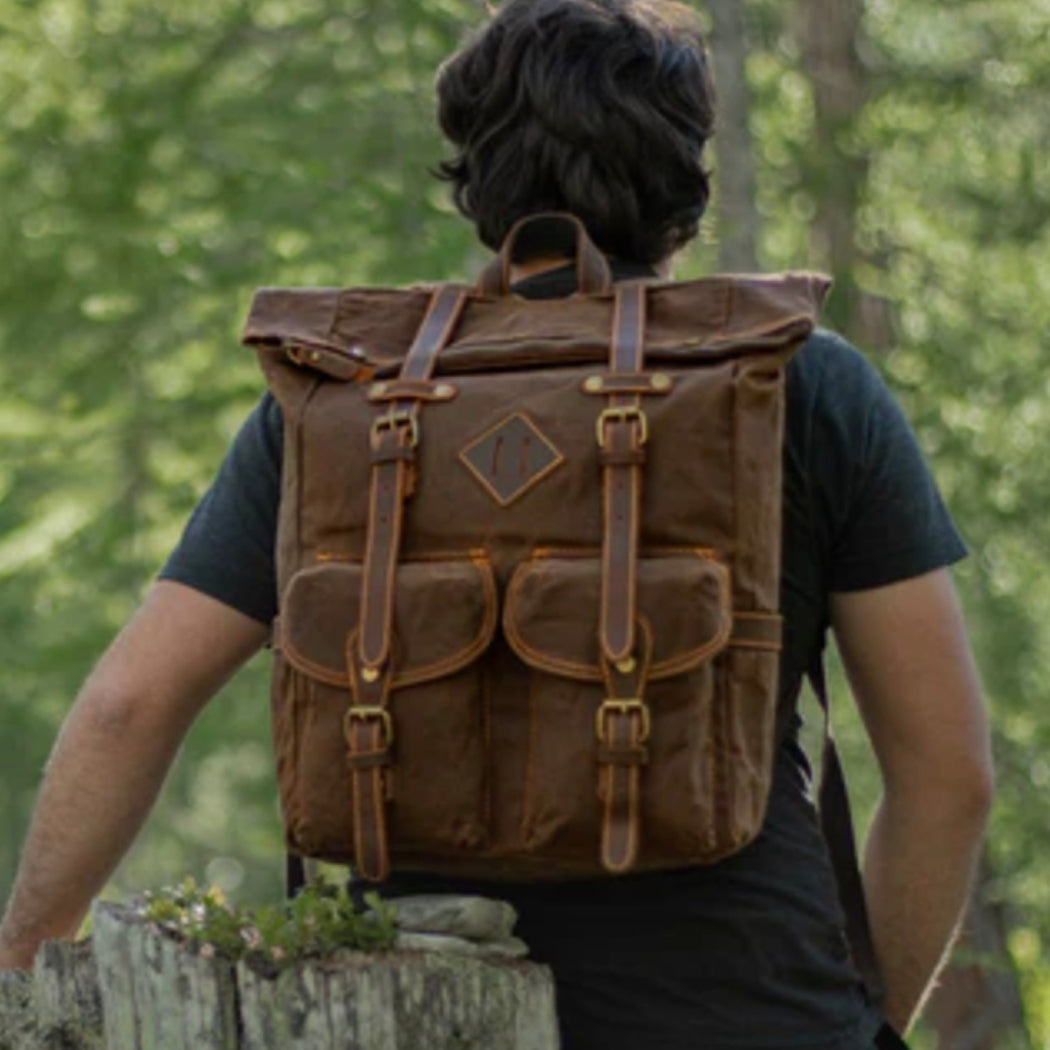 Atlas - Leather Roll Top Backpack