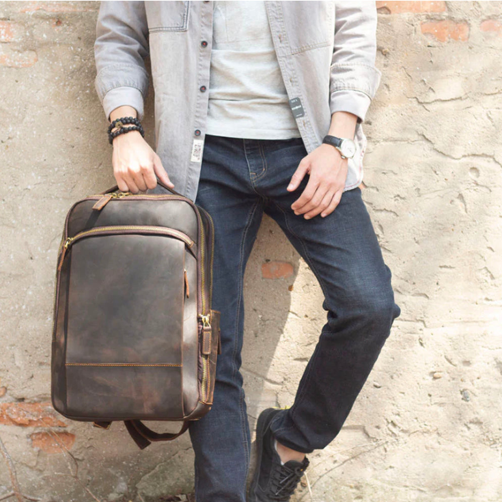 Dante - Compact Leather Laptop Backpack