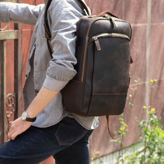 Dante - Compact Leather Laptop Backpack