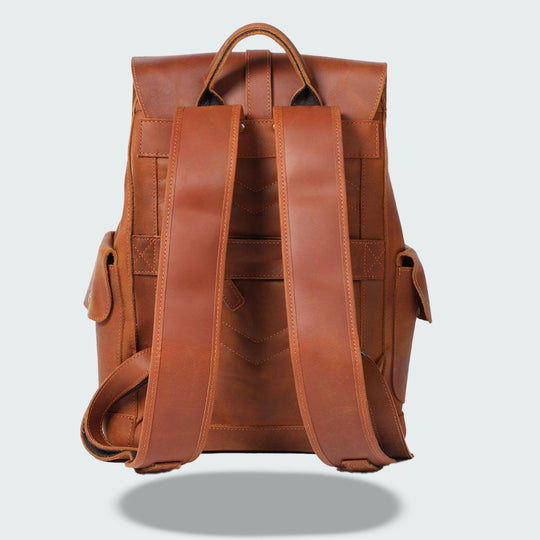 Carter - Buckle Strap Leather Backpack